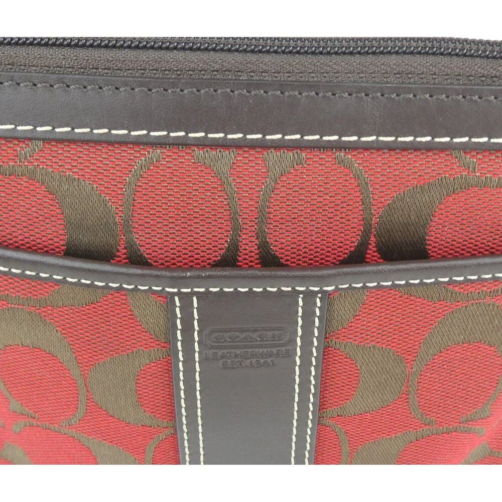 Coach Signature Jacquard Red Brown Stripe Swingpack  6016 - Picture 16 of 16